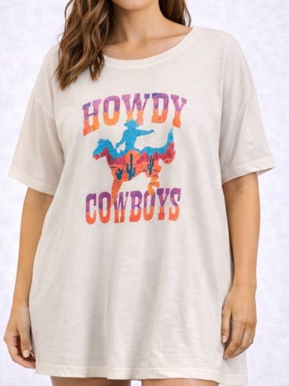 Women’s Plus Size Howdy Cowboys Graphic T Shirt Dress - Size 4X